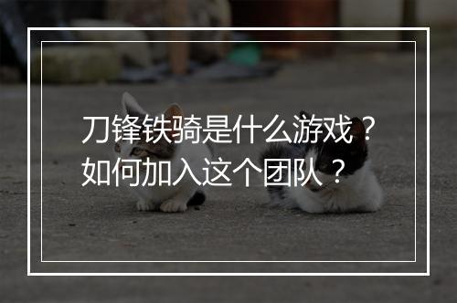 刀锋铁骑是什么游戏？如何加入这个团队？