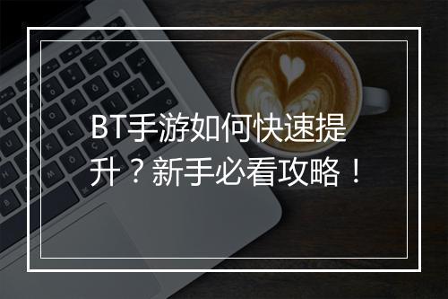 BT手游如何快速提升？新手必看攻略！