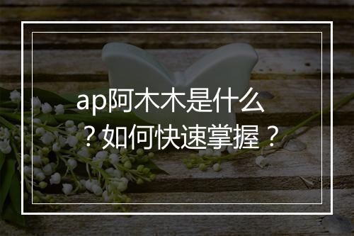 ap阿木木是什么？如何快速掌握？