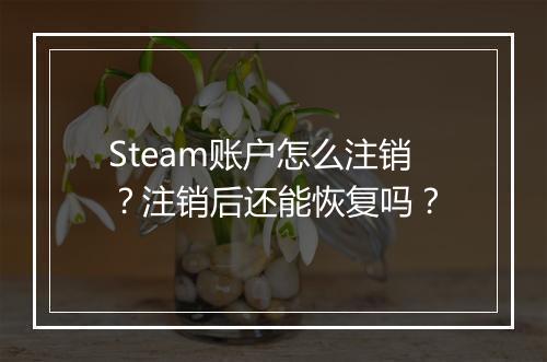 Steam账户怎么注销?注销后还能恢复吗?