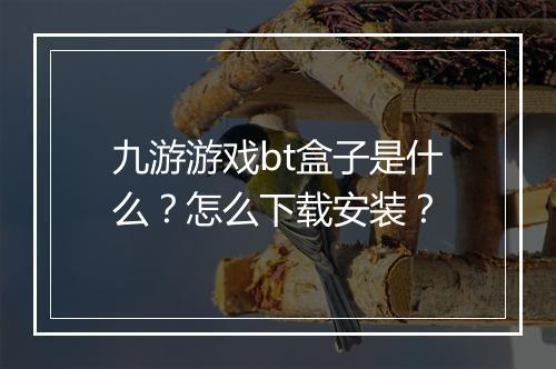 九游游戏bt盒子是什么？怎么下载安装？