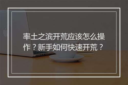 率土之滨开荒应该怎么操作？新手如何快速开荒？