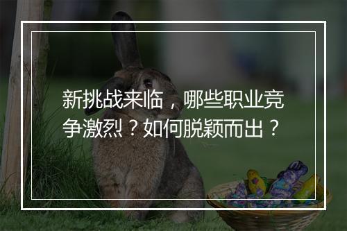 新挑战来临,哪些职业竞争激烈?如何脱颖而出?