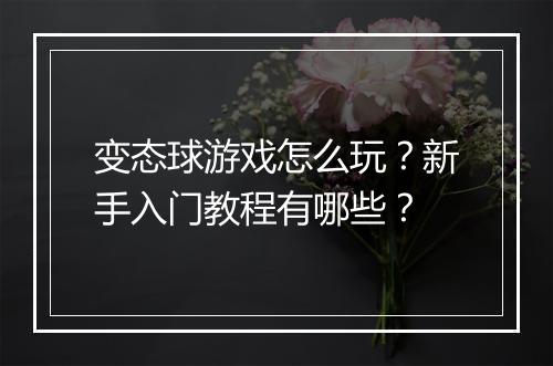 变态球游戏怎么玩？新手入门教程有哪些？