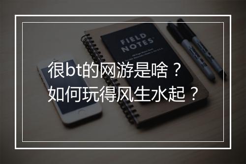 很bt的网游是啥?如何玩得风生水起?