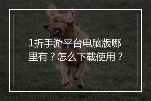 1折手游平台电脑版哪里有？怎么下载使用？