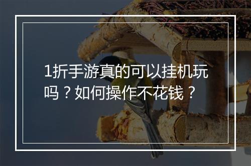 1折手游真的可以挂机玩吗？如何操作不花钱？