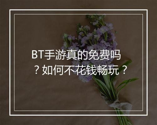 BT手游真的免费吗？如何不花钱畅玩？