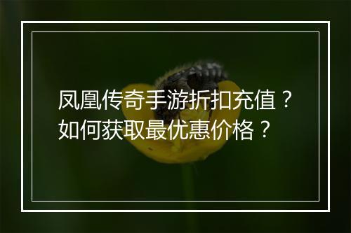 凤凰传奇手游折扣充值?如何获取最优惠价格?