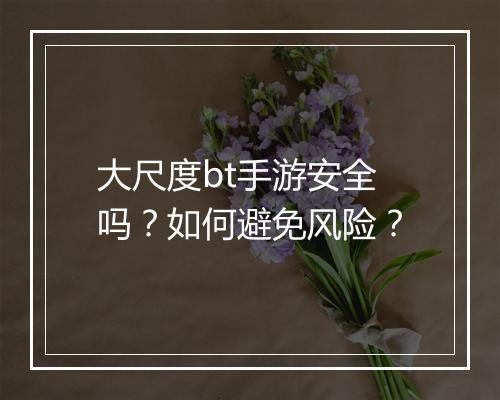大尺度bt手游安全吗？如何避免风险？