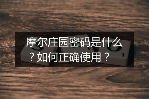 摩尔庄园密码是什么？如何正确使用？