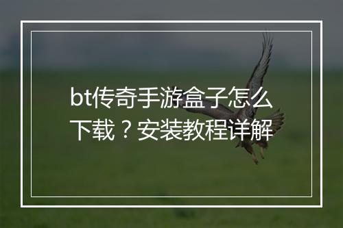 bt传奇手游盒子怎么下载？安装教程详解
