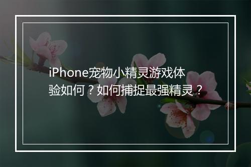 iPhone宠物小精灵游戏体验如何?如何捕捉最强精灵?