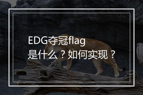 EDG夺冠flag是什么？如何实现？