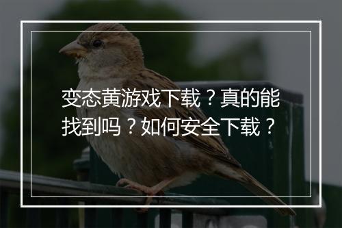 变态黄游戏下载？真的能找到吗？如何安全下载？