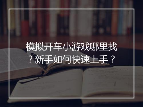 模拟开车小游戏哪里找？新手如何快速上手？