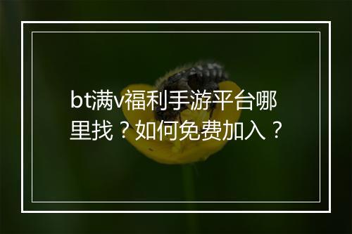 bt满v福利手游平台哪里找？如何免费加入？