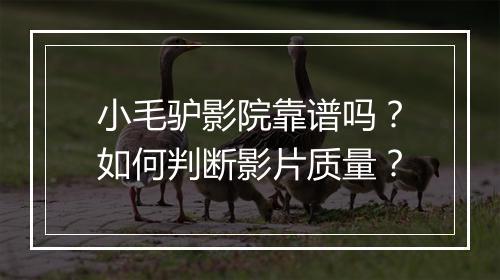 小毛驴影院靠谱吗？如何判断影片质量？