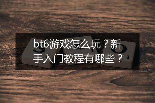 bt6游戏怎么玩？新手入门教程有哪些？