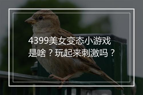 4399美女变态小游戏是啥？玩起来刺激吗？