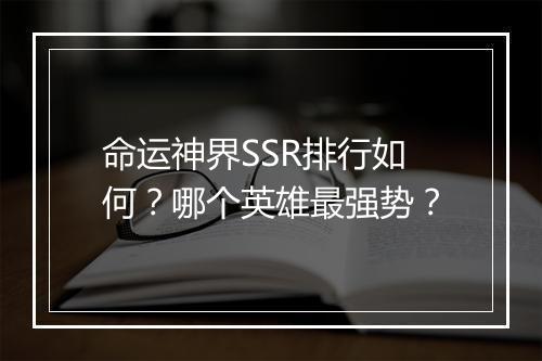 命运神界SSR排行如何？哪个英雄最强势？