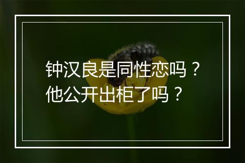 钟汉良是同性恋吗?他公开出柜了吗?