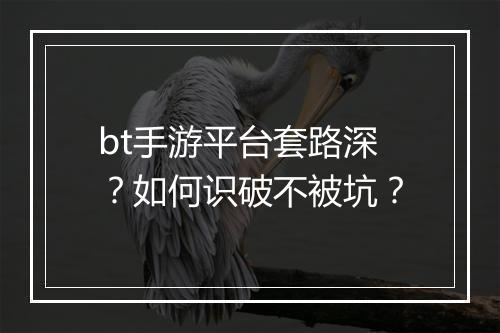 bt手游平台套路深？如何识破不被坑？