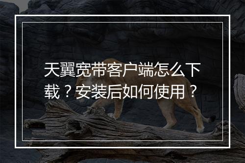 天翼宽带客户端怎么下载？安装后如何使用？