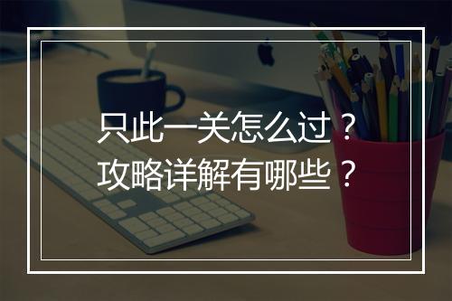 只此一关怎么过?攻略详解有哪些?