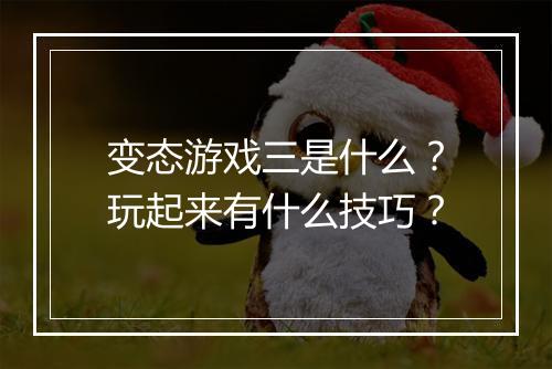变态游戏三是什么?玩起来有什么技巧?
