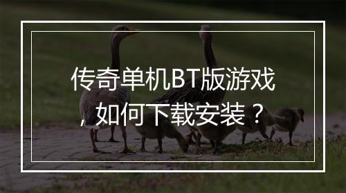 传奇单机BT版游戏，如何下载安装？