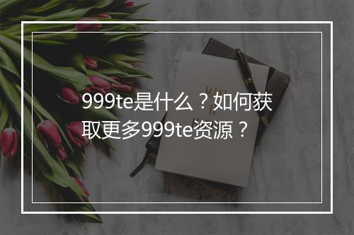 999te是什么？如何获取更多999te资源？