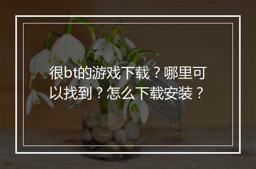 很bt的游戏下载？哪里可以找到？怎么下载安装？