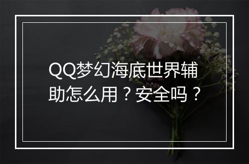 QQ梦幻海底世界辅助怎么用？安全吗？