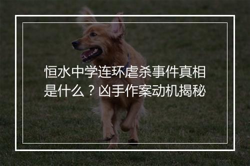 恒水中学连环虐杀事件真相是什么?凶手作案动机揭秘