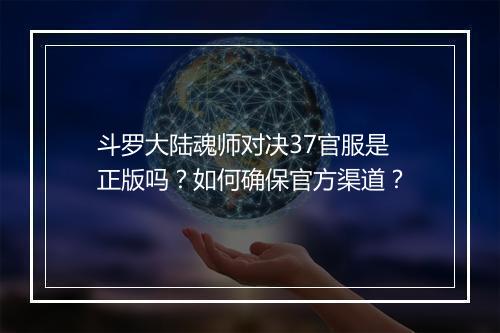 斗罗大陆魂师对决37官服是正版吗？如何确保官方渠道？