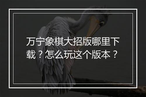 万宁象棋大招版哪里下载？怎么玩这个版本？