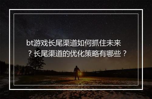 bt游戏长尾渠道如何抓住未来?长尾渠道的优化策略有哪些?