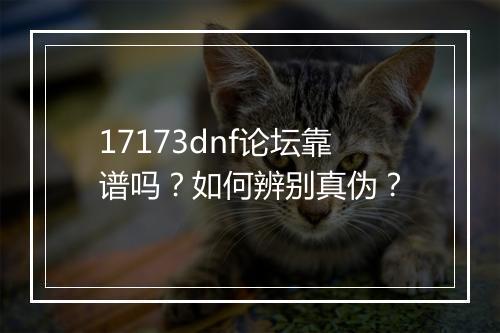 17173dnf论坛靠谱吗?如何辨别真伪?