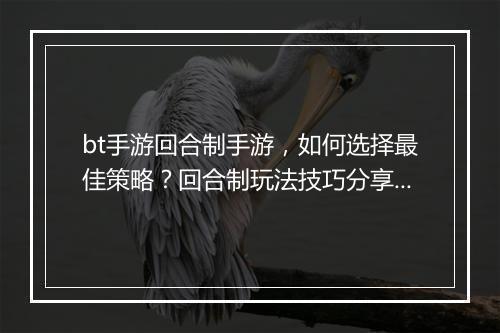 bt手游回合制手游，如何选择最佳策略？回合制玩法技巧分享？