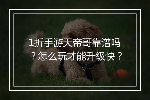 1折手游天帝哥靠谱吗?怎么玩才能升级快?