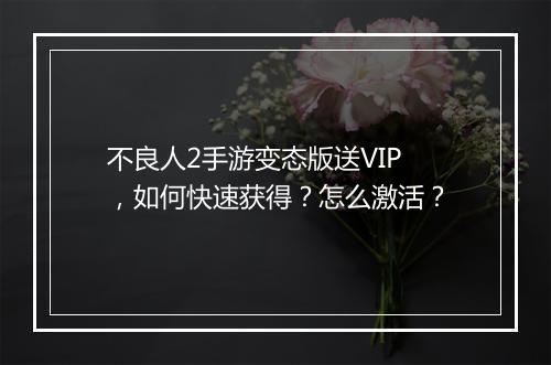 不良人2手游变态版送VIP，如何快速获得？怎么激活？