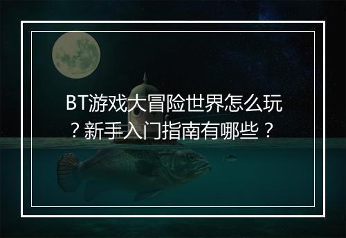BT游戏大冒险世界怎么玩？新手入门指南有哪些？