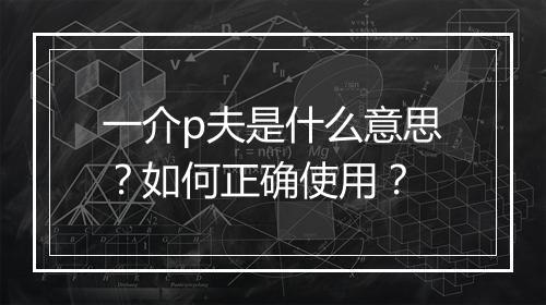 一介p夫是什么意思？如何正确使用？