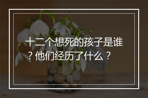 十二个想死的孩子是谁？他们经历了什么？