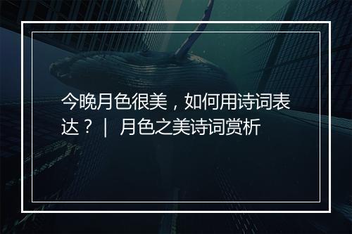 今晚月色很美，如何用诗词表达？｜ 月色之美诗词赏析