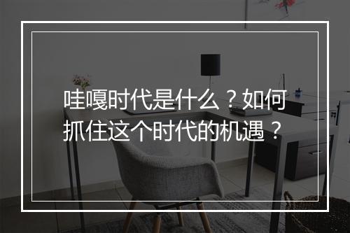 哇嘎时代是什么？如何抓住这个时代的机遇？