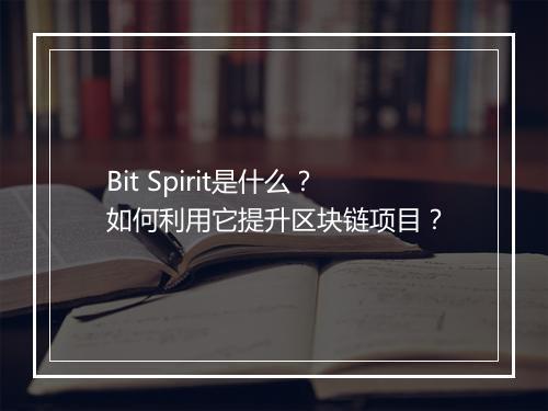 Bit Spirit是什么？如何利用它提升区块链项目？