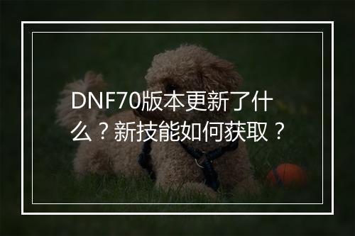 DNF70版本更新了什么？新技能如何获取？