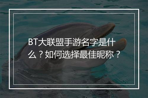 BT大联盟手游名字是什么？如何选择最佳昵称？